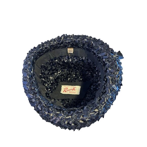 Vintage Rumak Millinery Womens Ribbon & Straw Cloche Hat With Bow - Picture 12 of 12